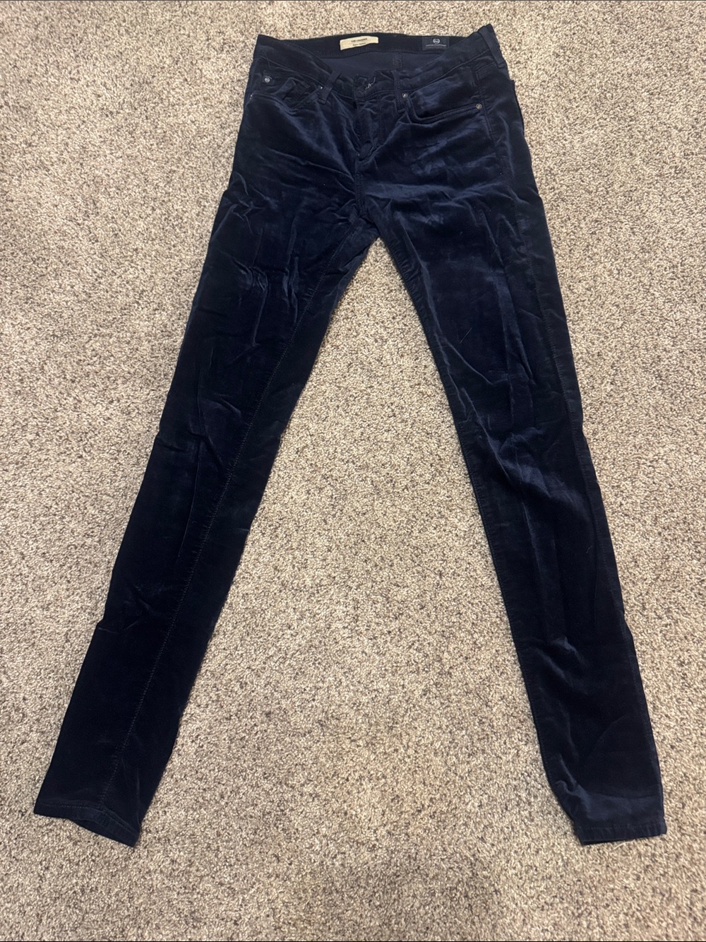 Ag Adriano Goldschmied Deep Navy Velvet Skinny Jeans